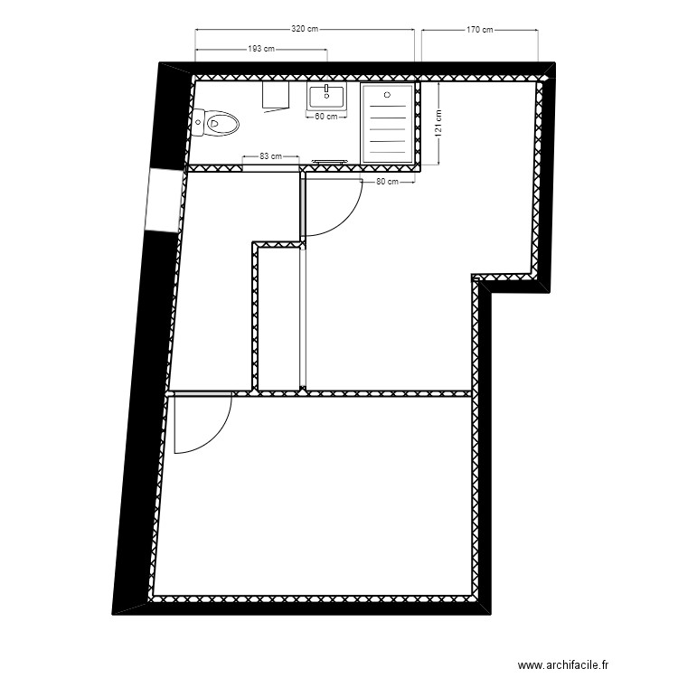 MARSON COTE SDB 2. Plan de 2 pièces et 34 m2