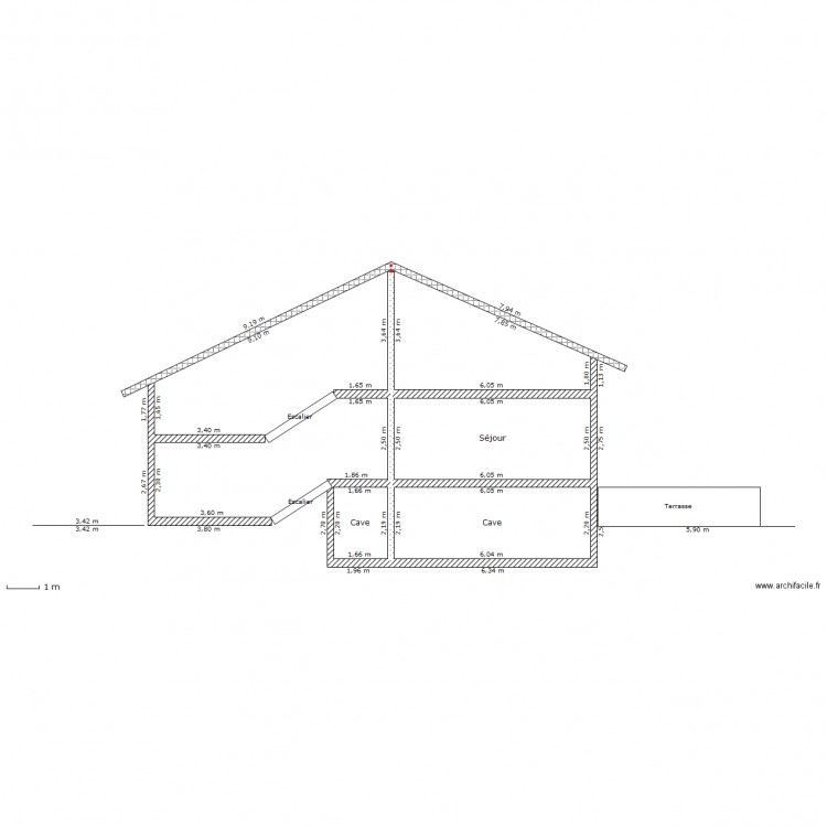 maison - coupe existant. Plan de 0 pièce et 0 m2