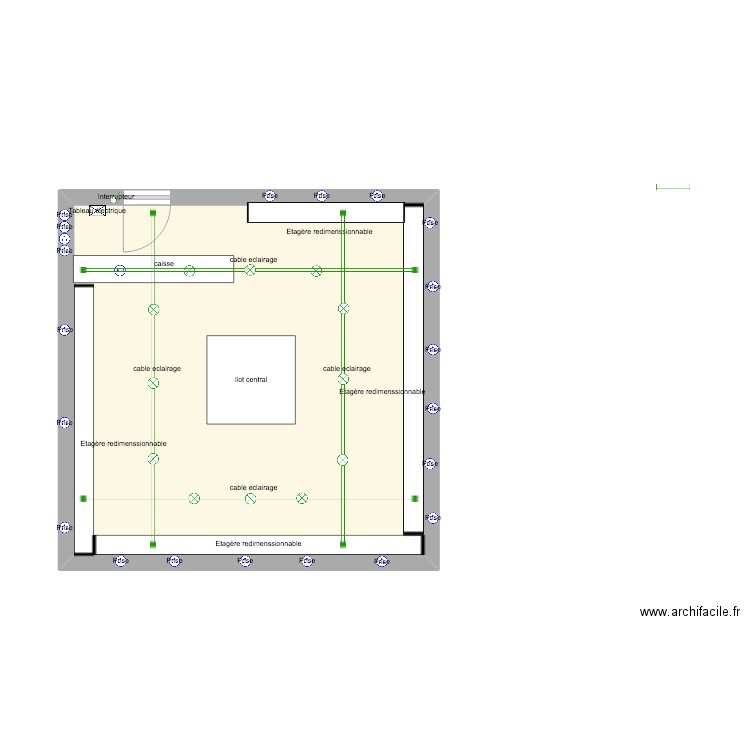 commerce. Plan de 1 pièce et 35 m2