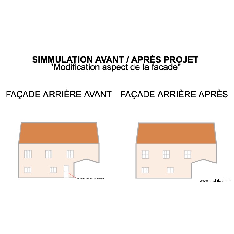 FACADE AVANT APRÈS. Plan de 0 pièce et 0 m2