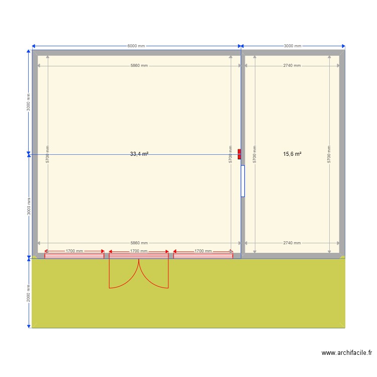 Svoi. Plan de 3 pièces et 65 m2