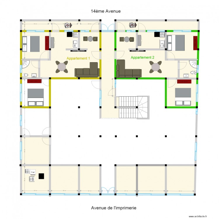 etages frame. Plan de 24 pièces et 194 m2