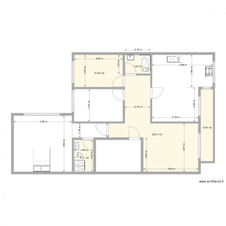Couloir long. Plan de 0 pièce et 0 m2
