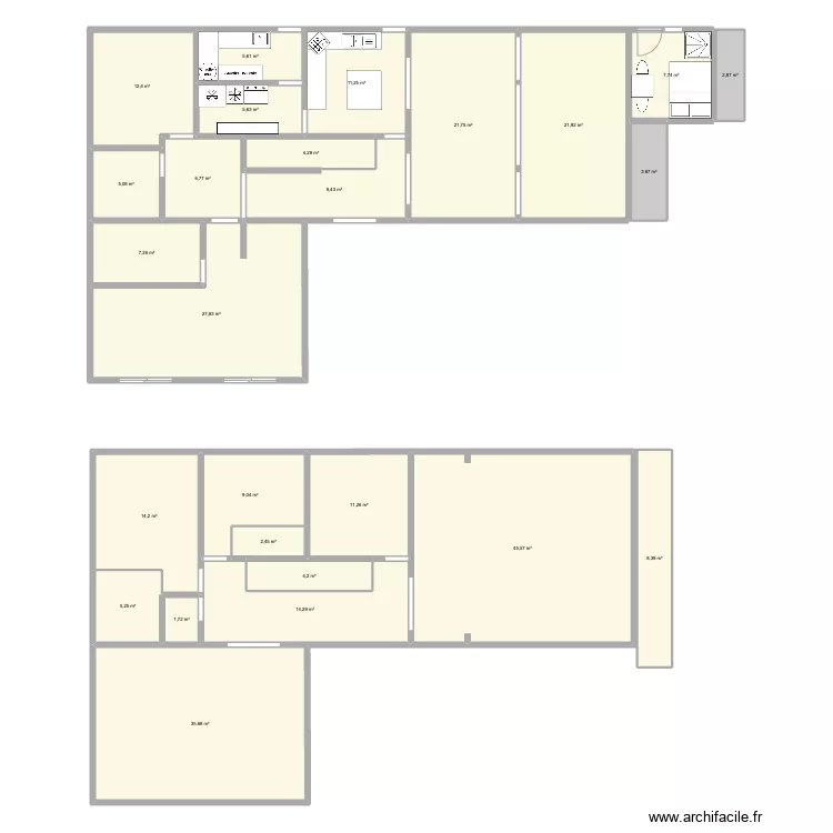 Minkan Cotes a jours + meubles. Plan de 