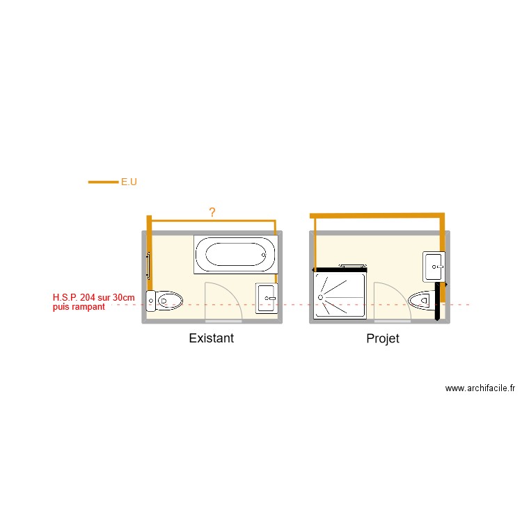 Projet SDE DEMILLAC. Plan de 3 pièces et 8 m2