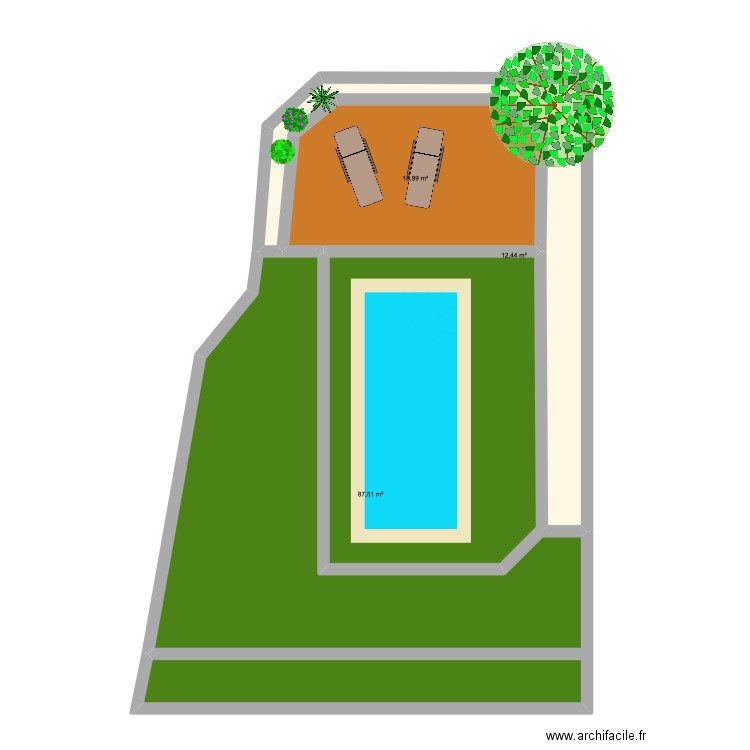 projet piscine . Plan de 3 pièces et 119 m2