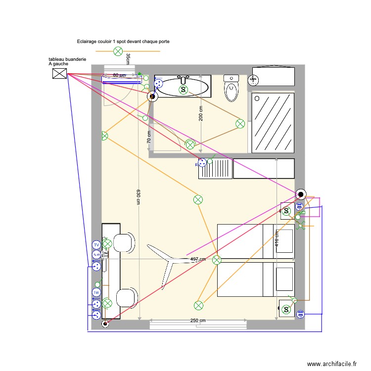 Chambre B façade Etage 1 2 élec du 22 02 20. Plan de 0 pièce et 0 m2