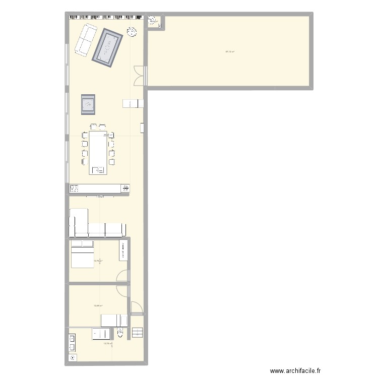 mezzanine blue 2. Plan de 6 pièces et 187 m2