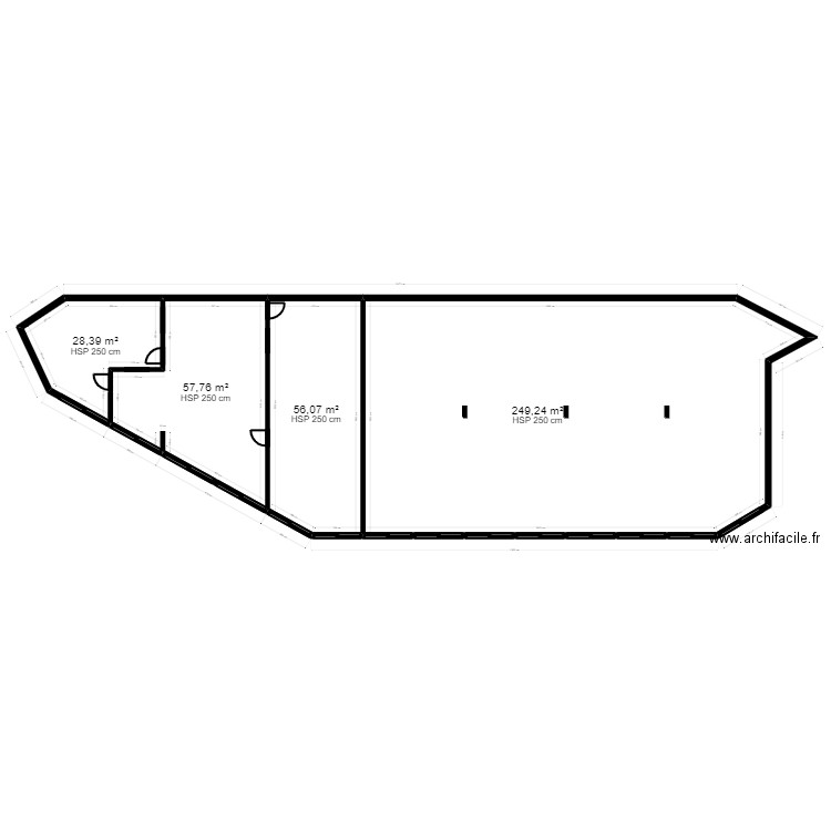 94C97B existant. Plan de 4 pièces et 391 m2