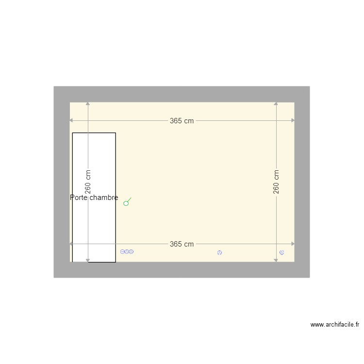 Vue plane mur SDB WC. Plan de 0 pièce et 0 m2