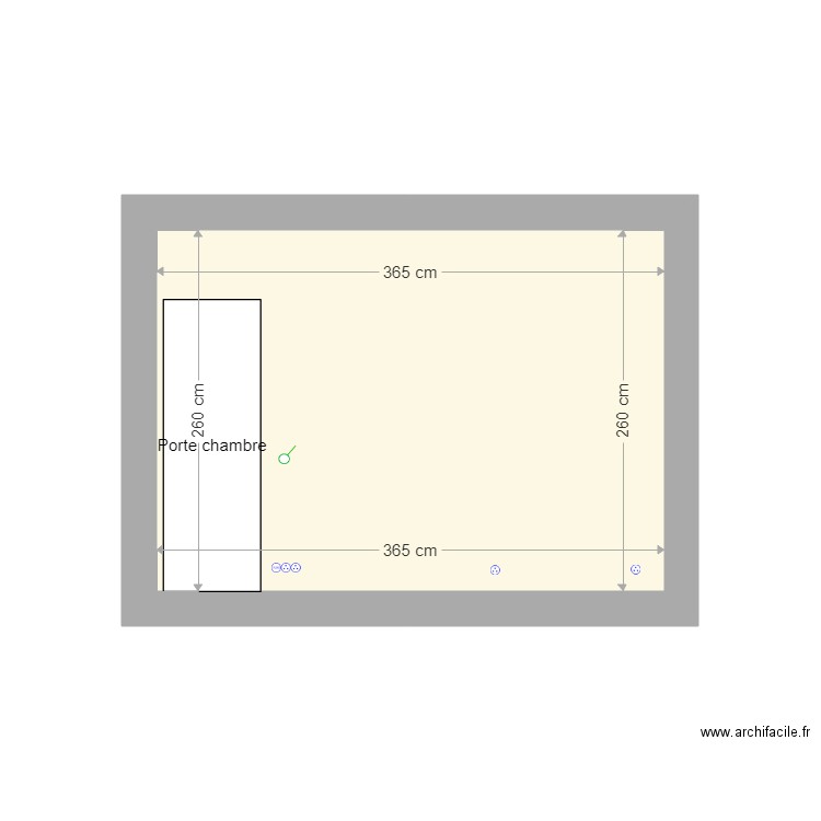 Vue plane mur SDB WC. Plan de 0 pièce et 0 m2