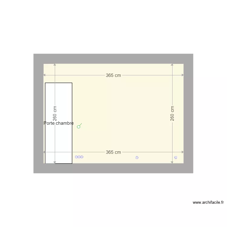 Vue plane mur SDB WC. Plan de 