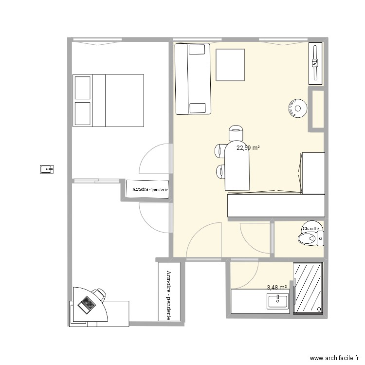 Marsal 4 benoit . Plan de 2 pièces et 26 m2