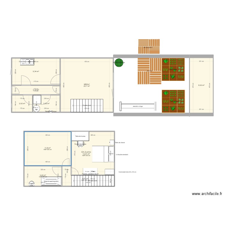 Maison Mont d'origny. Plan de 10 pièces et 84 m2