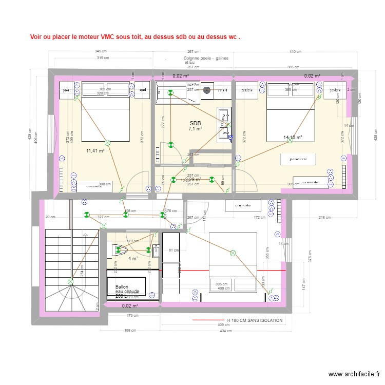 LEROUX LA BAULE R+1 Electricité 13.03.2023. Plan de 8 pièces et 39 m2