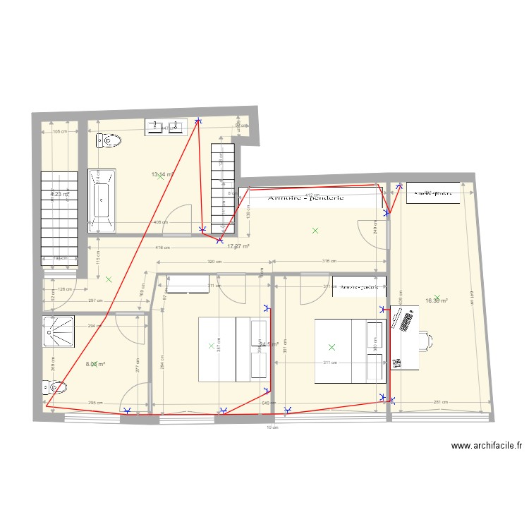 PAULHAGUET 2e étage appt ben electricité. Plan de 0 pièce et 0 m2