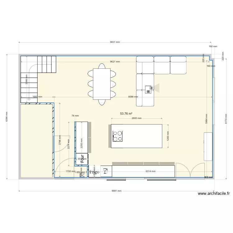 Maison Plan du RDC version D&eacute;cal&eacute;e. Plan de 