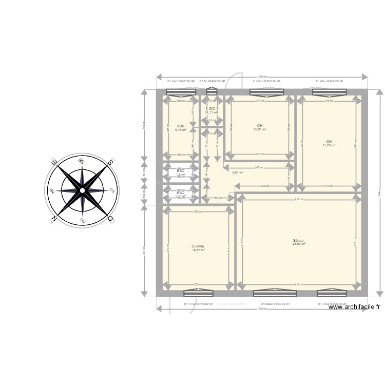 Koita CDC. Plan de 19 pièces et 270 m2