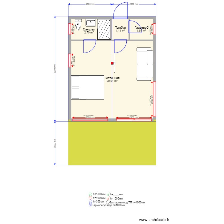 Yusupov 2m. Plan de 0 pièce et 0 m2