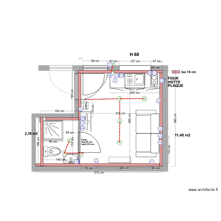 studio LOT A  21 07 23. Plan de 1 pièce et 16 m2