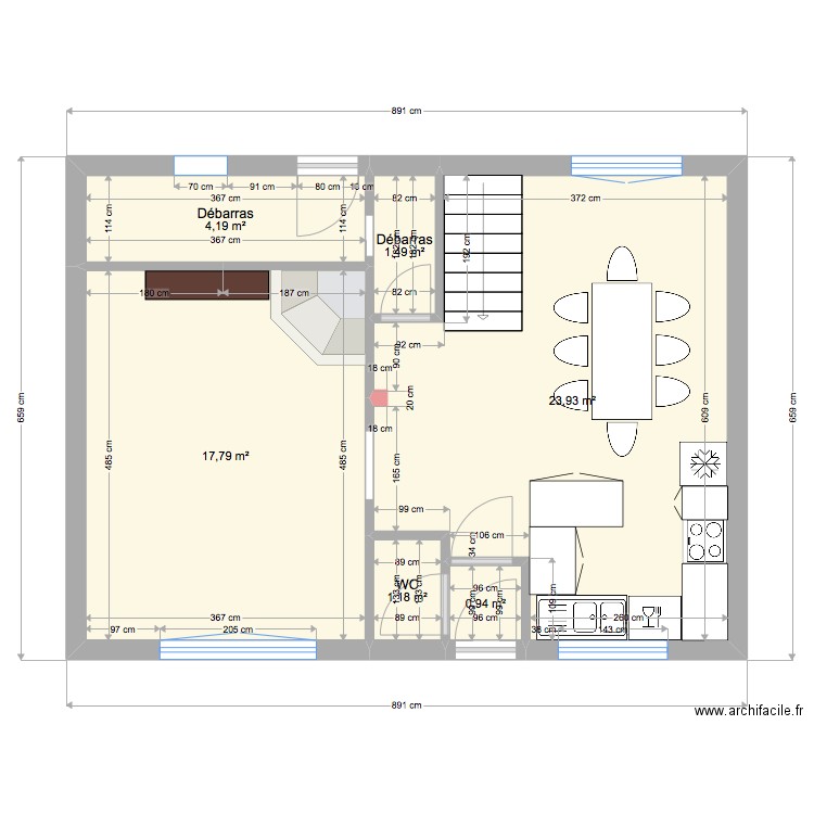 Maison Port Vendres V2. Plan de 6 pièces et 50 m2
