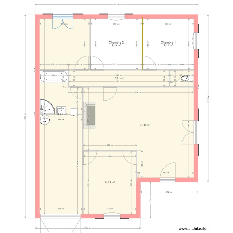 argeles6. Plan de 6 pièces et 97 m2