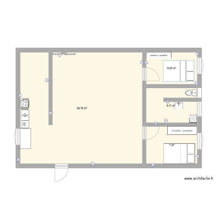 maison. Plan de 4 pièces et 68 m2