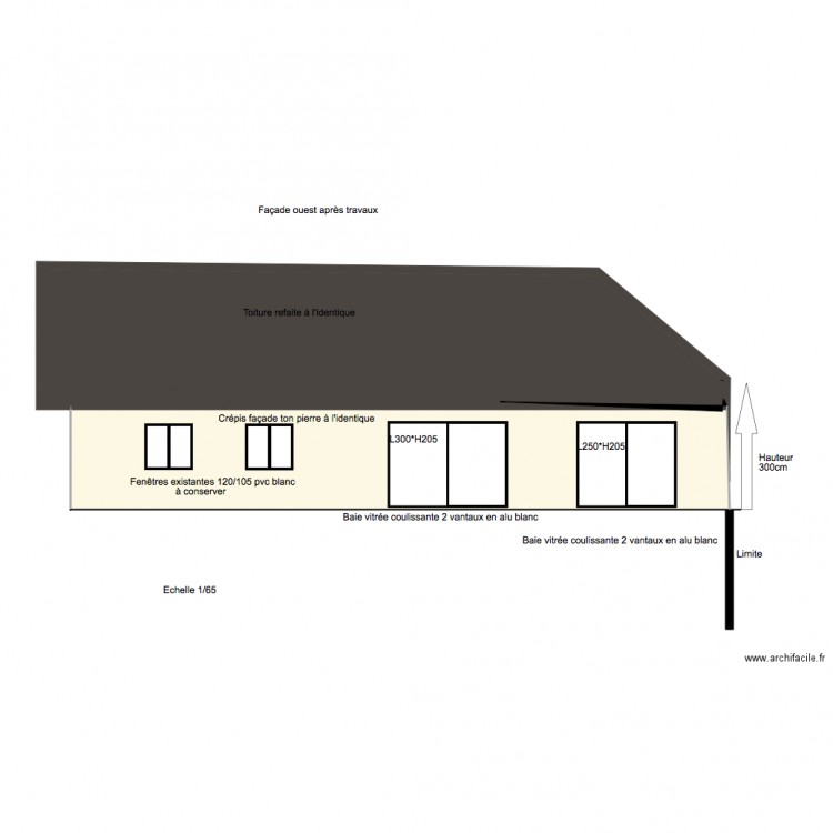 FACADE OUEST APRÈS TRAVAUX. Plan de 0 pièce et 0 m2