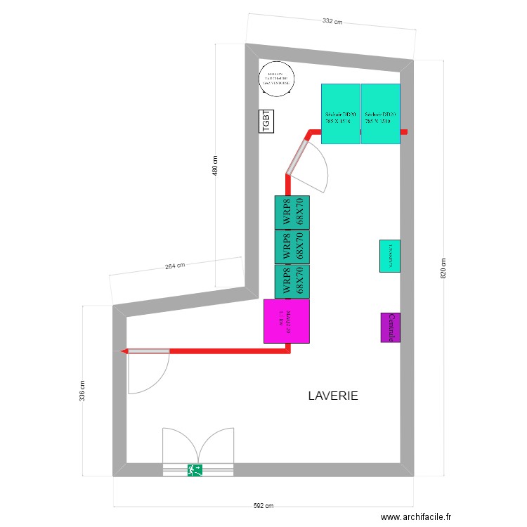 PROJET LAVERIE GINESTE . Plan de 1 pièce et 29 m2