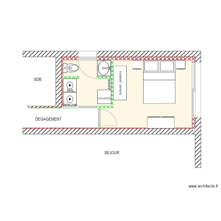 BELMONTE CHAMBRE 4 PROJET 3. Plan de 2 pièces et 15 m2