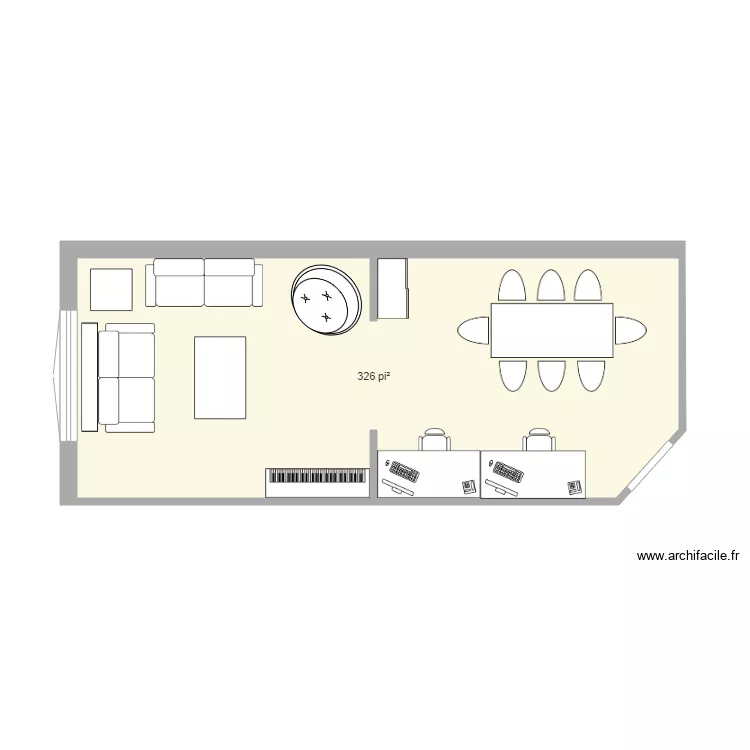 Petit salon et salle &agrave; manger. Plan de 
