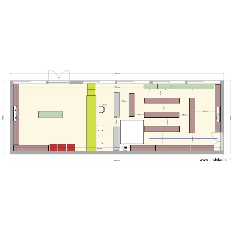 RDC VLG . Plan de 1 pièce et 99 m2