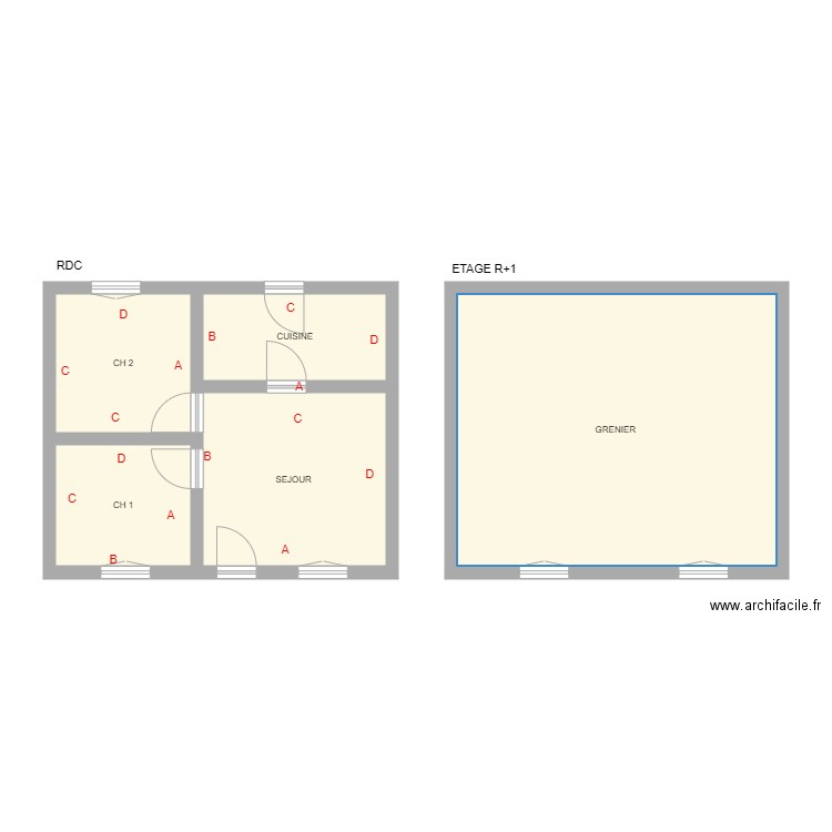 DECRESSAC. Plan de 5 pièces et 70 m2