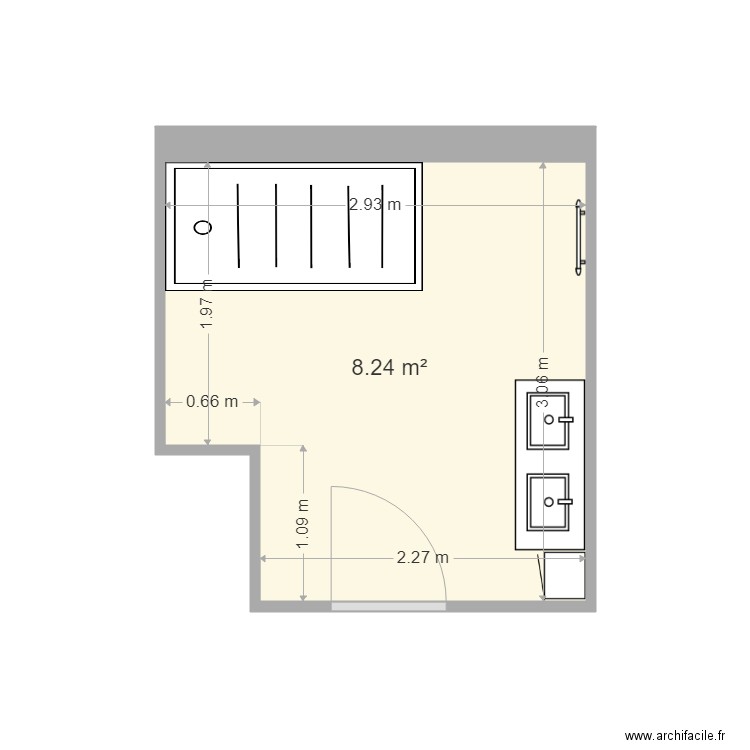 dargendeix. Plan de 1 pièce et 8 m2