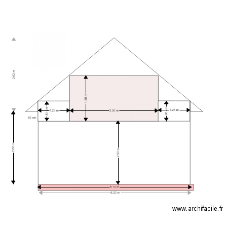 plan en coupe avec dalle béton et espace habitable étage. Plan de 0 pièce et 0 m2