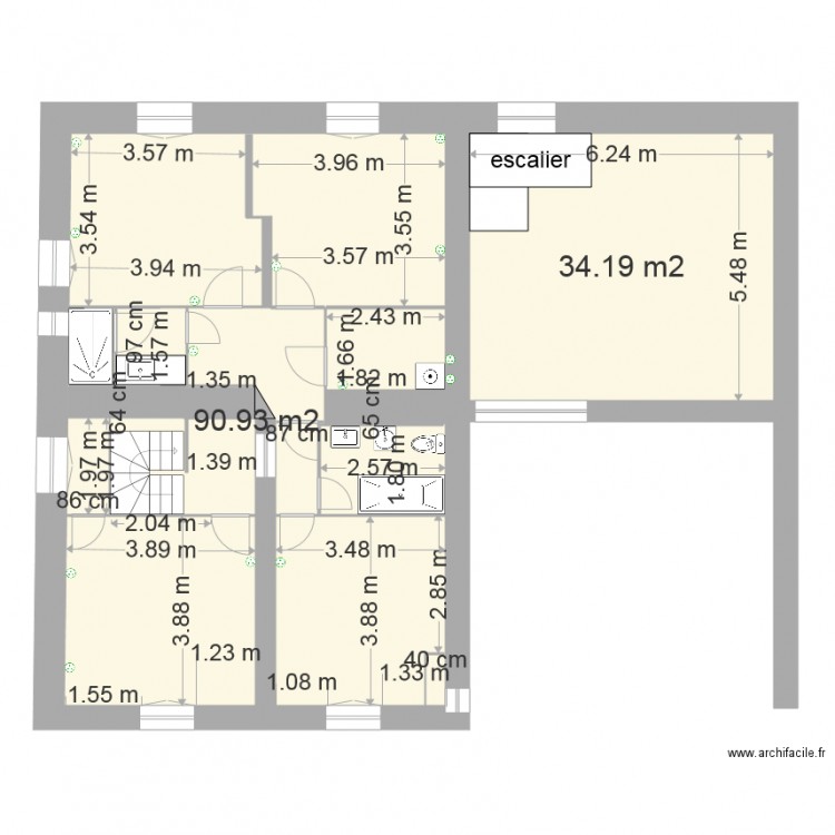 1er étage buanderie  douche  1er étage grange. Plan de 0 pièce et 0 m2