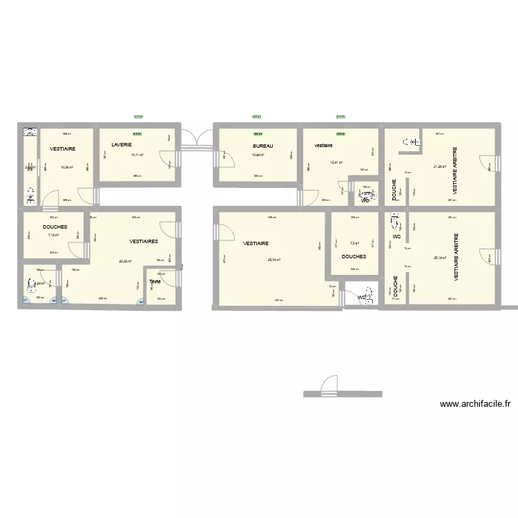 VESTIAIRES FOOTBALL DOULLENS. Plan de 