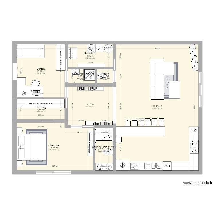 Plan Maison. Plan de 9 pièces et 102 m2