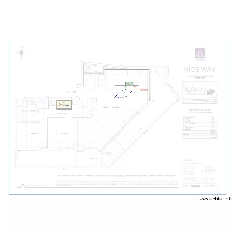 Plafond suspendu - Ilot. Plan de 