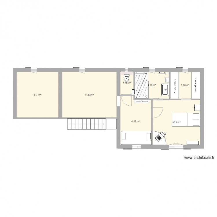 agrandissement étage large modif. Plan de 0 pièce et 0 m2