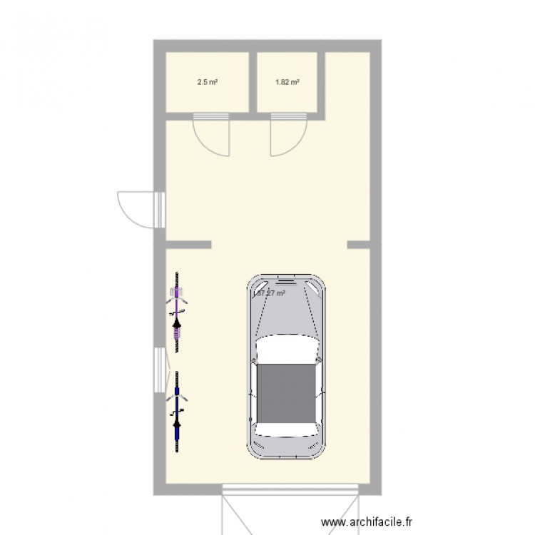 Garage Long. Plan de 0 pièce et 0 m2