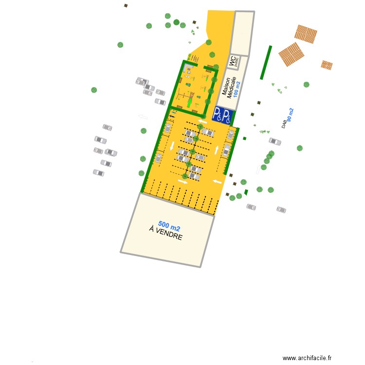 jardin 88. Plan de 3 pièces et 702 m2