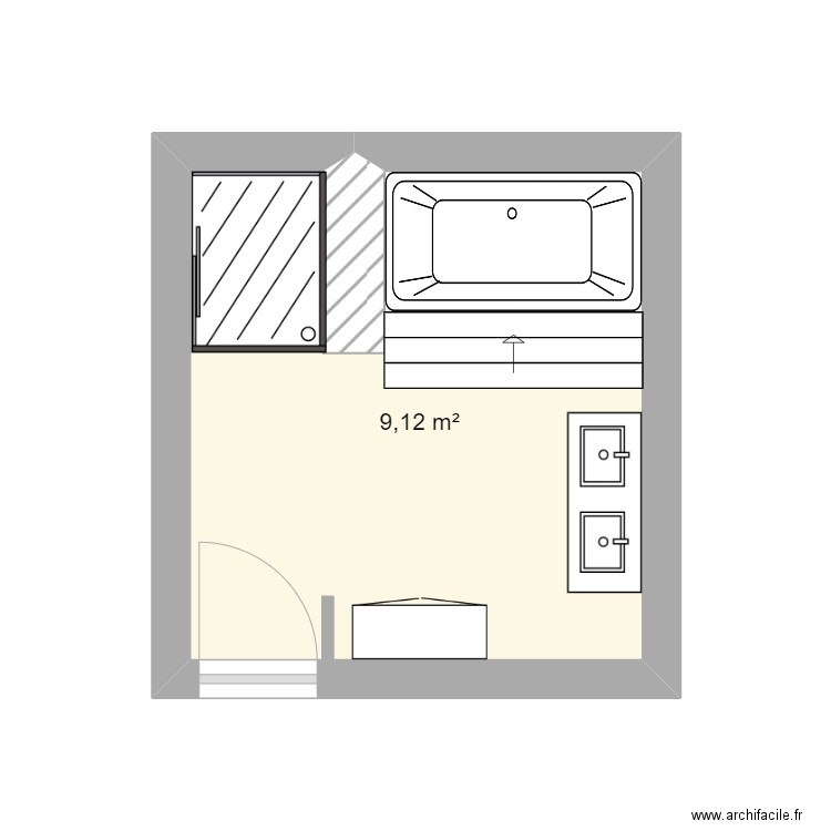 Salle de bain. Plan de 1 pièce et 9 m2