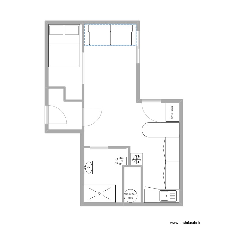 capitou. Plan de 2 pièces et 33 m2