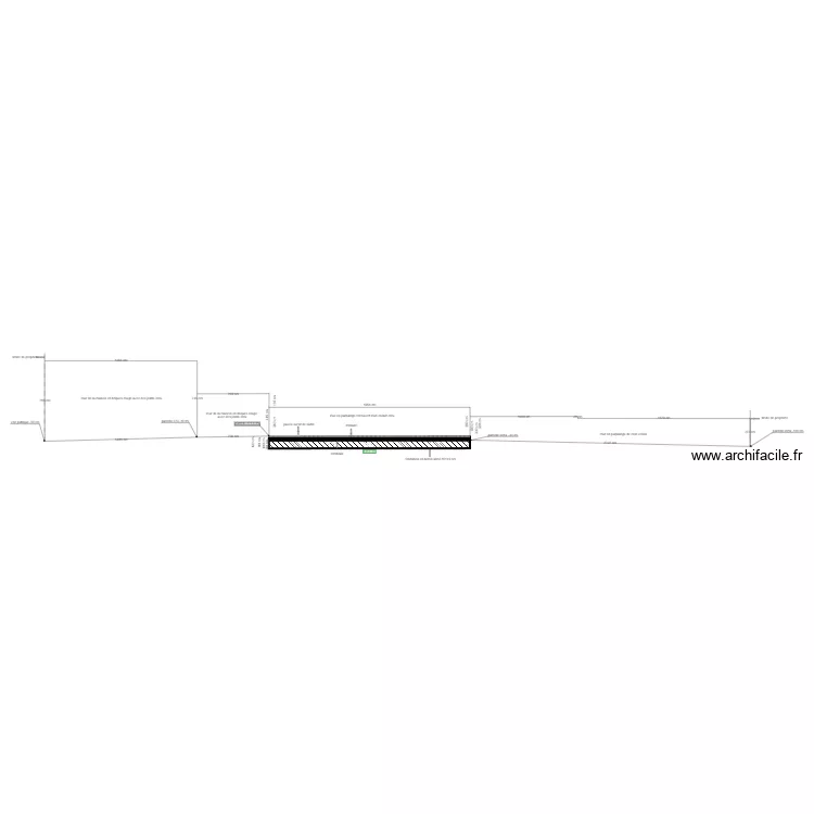 plan de coupe C-C avec le projet d'extension. Plan de 