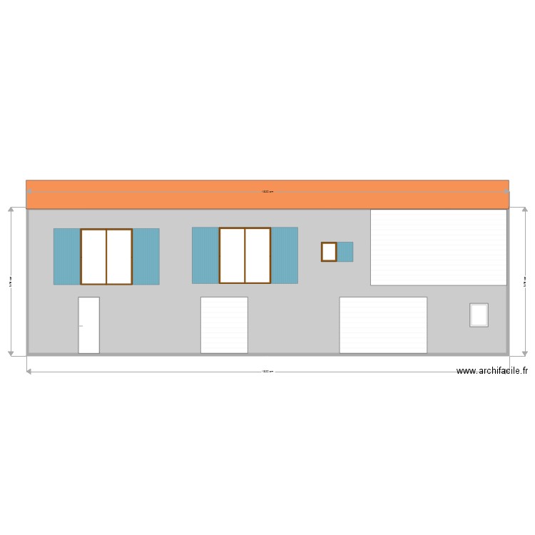 facade est. Plan de 0 pièce et 0 m2