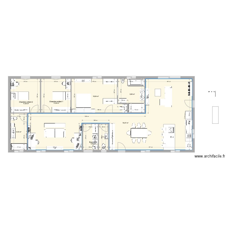 Giannini house. Plan de 8 pièces et 139 m2