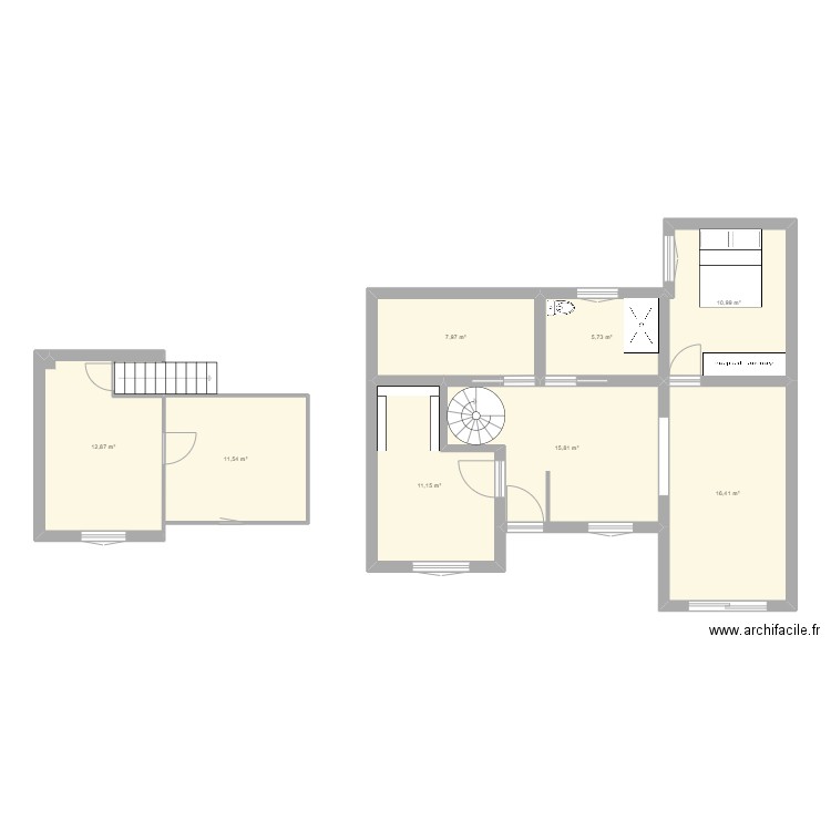 Maison 2. Plan de 8 pièces et 92 m2