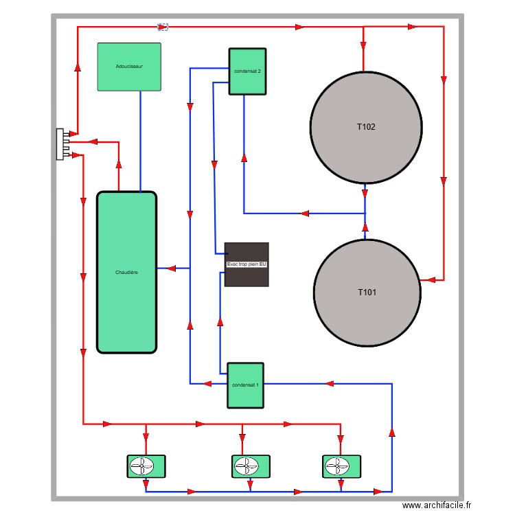 Flux HAU coupe. Plan de 1 pièce et 741 m2