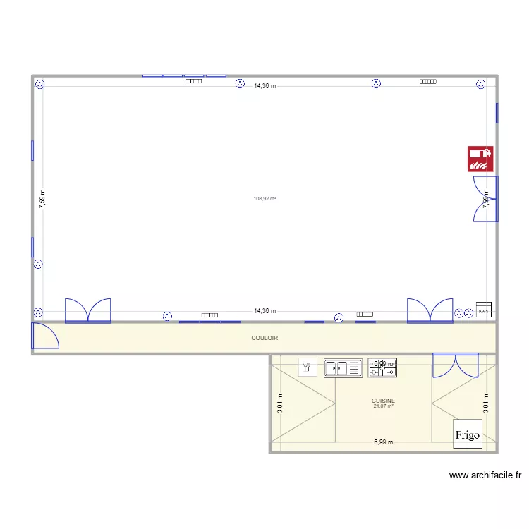 Salle Herbinghen &eacute;chelle. Plan de 